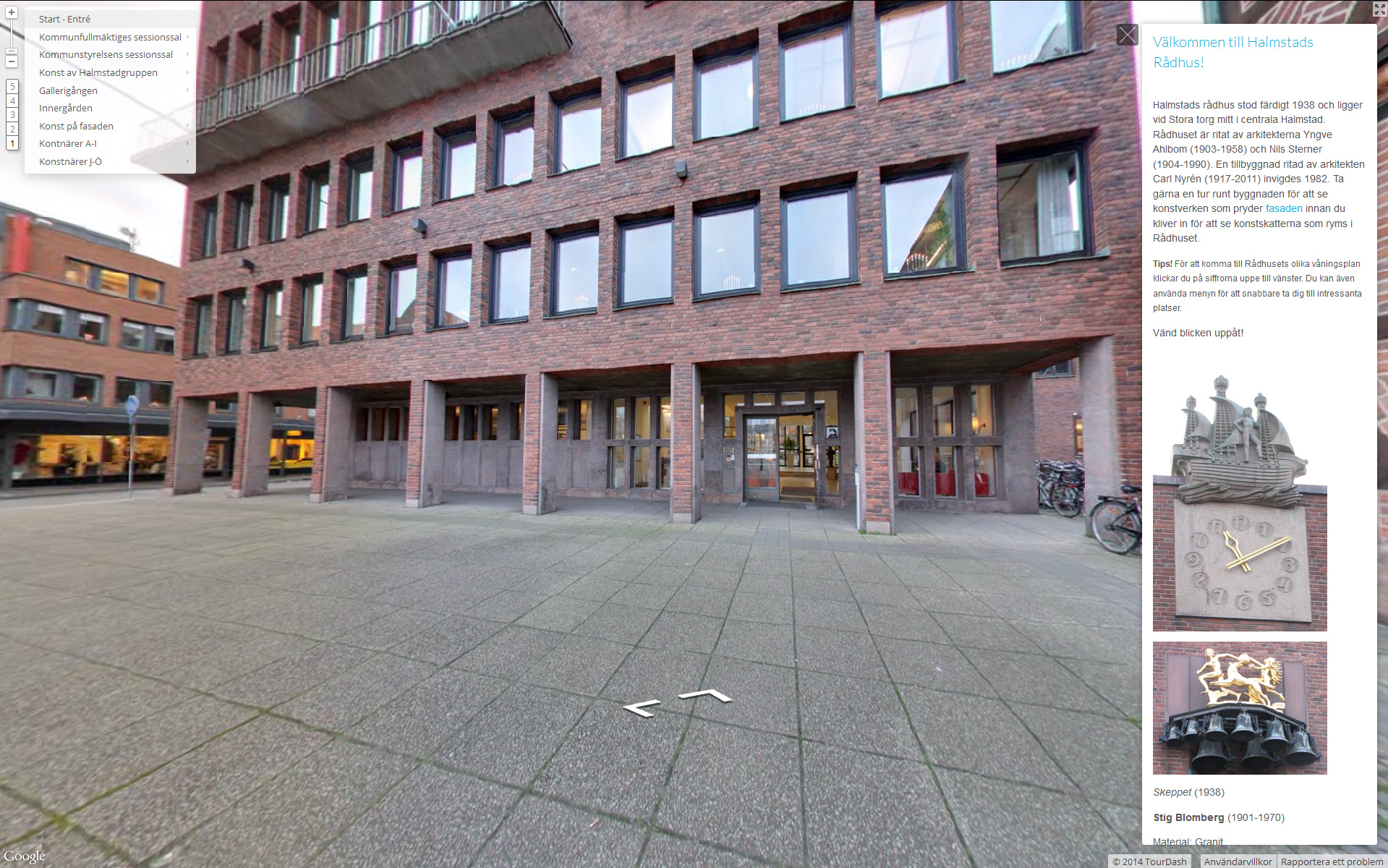 Webbapp för rådhuset med Google Business view