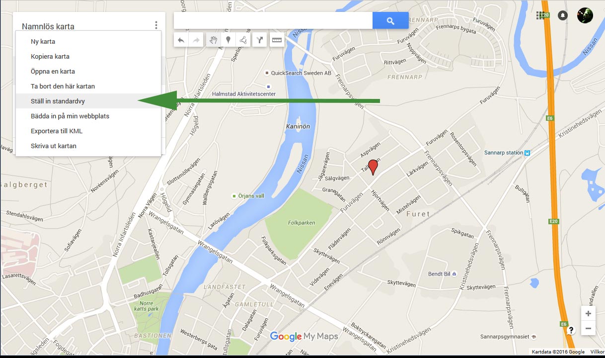 Standardvy i Google maps